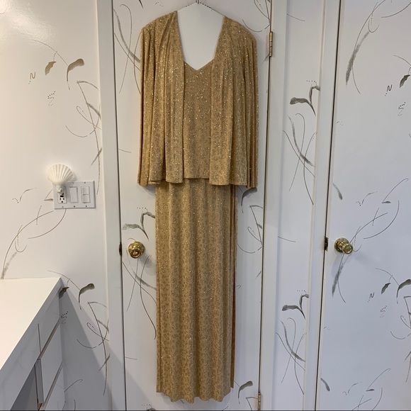 Gold/Champagne Blouson Evening Gown with Jacket - Picture 1 of 11